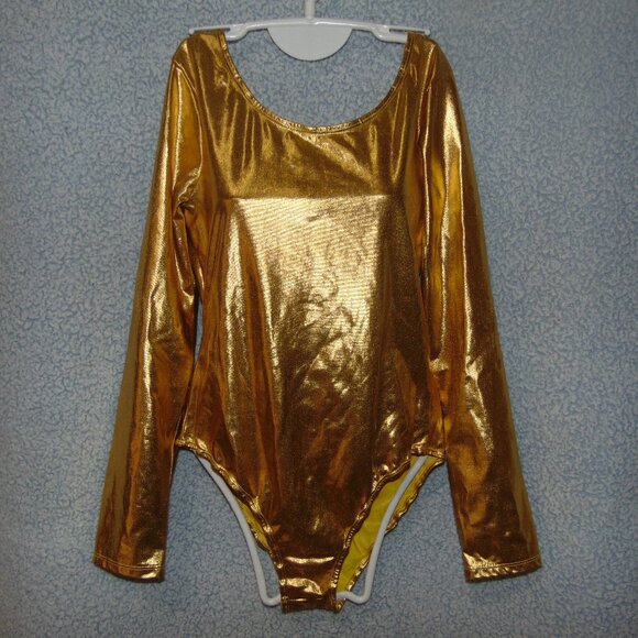 iEFiEL Shiny Gold Long Sleeve Leotard L - Picture 1 of 6